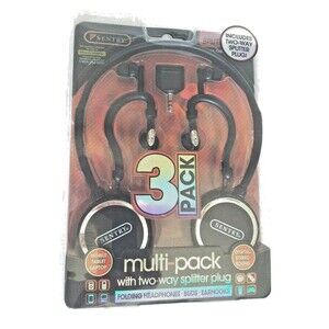3 Pack Headphone Multipack Two Way Splitter Plug Folding Over Ear Buds Chorded